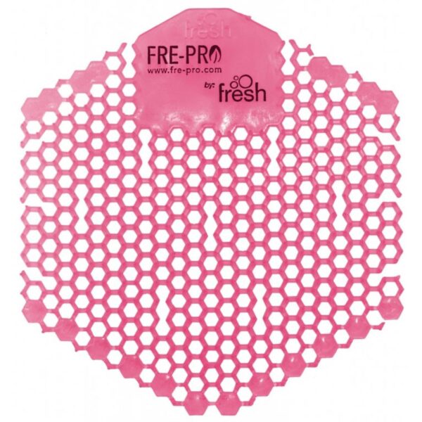 Vonné sítko do pisoáru Fre-Pro Spiced apple/růžové Oboustranné vonné gelové sítko do pisoáru Wave 3D je součástí řady originálních produktů FRE-PRO. Unikátní šestiúhelníkový tvar se speciálně řešenými otvory umožňuje náhled do odpadových cest