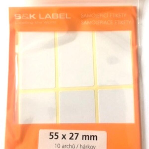Etikety samolep. 55x27mm/60 etiket Samolepící etikety bílé barvy vhodné na popisování