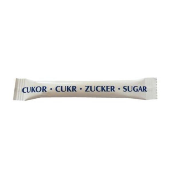 Cukr hygienicky balený 1kg (250ks x 4g) - porcovaný Hygienicky balený bílý cukr v papírových ruličkách
