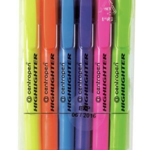 Zvýrazňovač Centropen 8722/6ks Centropen 8722 HIGHLIGHTER je celofluorescenční Zvýrazňovač. Je vybaven ERGO držením.Obsahuje fluorescenční pigmentový inkoust. Je určen na všechny druhy papíru a je osazen klínovým hrotem. Dostupný v barvě 51