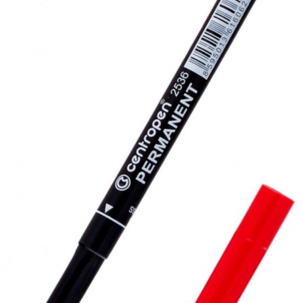 Popisovač Centropen 2536 červený Centropen 2536 Permanent píše na většinu povrchů