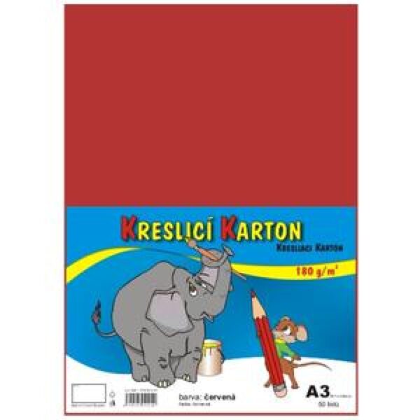Kreslicí karton A3/180g/50lis červená Všem