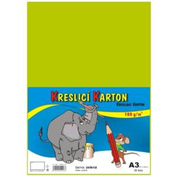 Kreslicí karton A3/180g/50lis světle zelená Všem