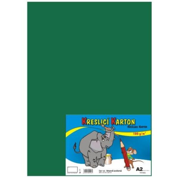 Kreslicí karton A2/180g/10lis tmavě zelená Kreslicí karton barevný
