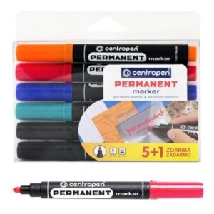Značkovač Centropen  8566/6ks Sada 6 permanetních značkovačů s válcovým hrotem.