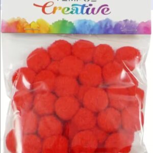 Pompony-plyšové červené 20mm/50ks Heboučké