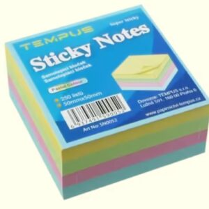 Lepicí blok Y 50x50/250l pastelový mix Samolepicí bloček Y v jemných pastelových barvách. Vhodné pro zanechání vzkazů a připomínek. 
