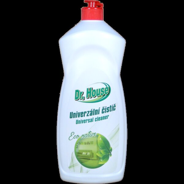 Dr. House ECO GREEN natur univerzální 1l Účinný ekologický přípravek určený pro téměř všechny omyvatelné povrchy a podlahy ve vaší domácnosti. Účinně i beze zbytků odstraní špínu a mastnotu a zanechá vše hygienicky čisté. Vhodný i pro biologické čistírny odpadních vod.