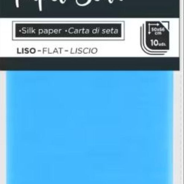 Hedvábný papír 17g sv. modrý 50x66/10 listů Hedvábný papír je jemný papír o gramáži 17g/m2 vhodný jako výplň do krabiček