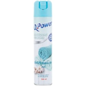 Osvěžovač vzduchu Q Power bavlna 300ml Osvěžovač vzduchu Q Power s vůní určenou k rychlému a účinnému osvěžení vašeho domova a pohlcení nepříjemných pachů. Naplní místnost plnou svěží vůní. 
