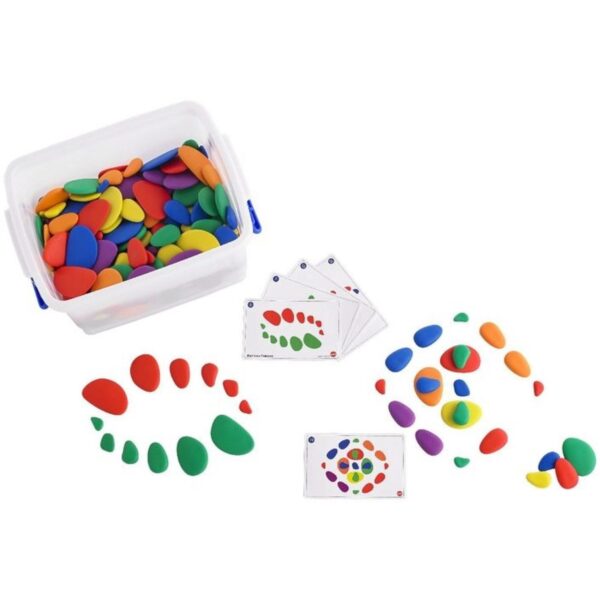 Barevné duhové kamínky smyslové set 252 ks Sada silikonových barevných oblázků Rainbow Pebbles®