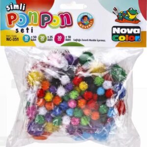 Pompony - plyšové mix barev glittrové 10-30mm/85ks Heboučké