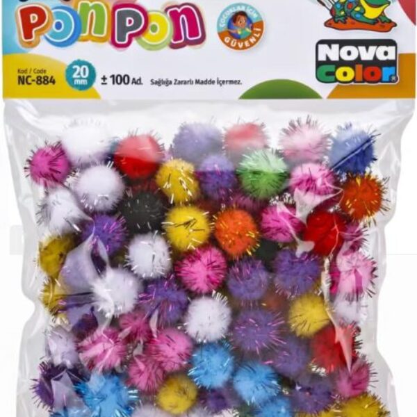 Pompony - plyšové mix barev glittrové 20mm/100ks Heboučké