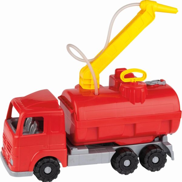 Plastový hasičský vůz se stříkačkou Androni - 51cm Velké plastové hasičské auto s ruční pumpou a funkční stříkačkou z řady Millennium v hnědé ekologické krabici. Vyrobené z kvalitních plastů v Itálii. 