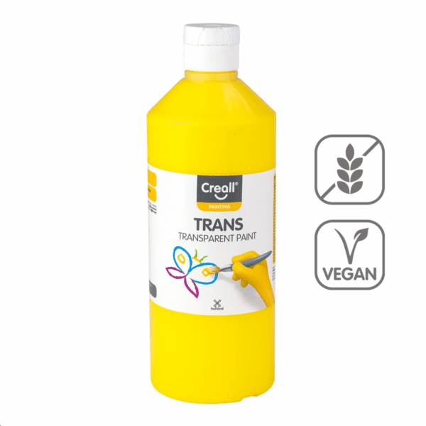 Barvy efektní transparent CREALL 500ml žlutá Transparentní barva s hedvábným efektem. Po aplikaci nestéká