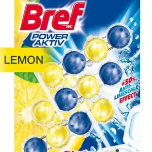 WC závěs BREF power aktiv kuličky 3ks/bal citron Hygienicky čistá a svěží toaleta! Moderní WC blok v podobě čtyř kuliček s atraktivním designem a 4 funkcemi. Košíček je dostatečně dlouhý a pokrývá větší část WC mísy. Bref kuličky májí moderní a praktický design. Ve wc míse vytváří lesk a bělost. Hodí se i do atypických mís. 