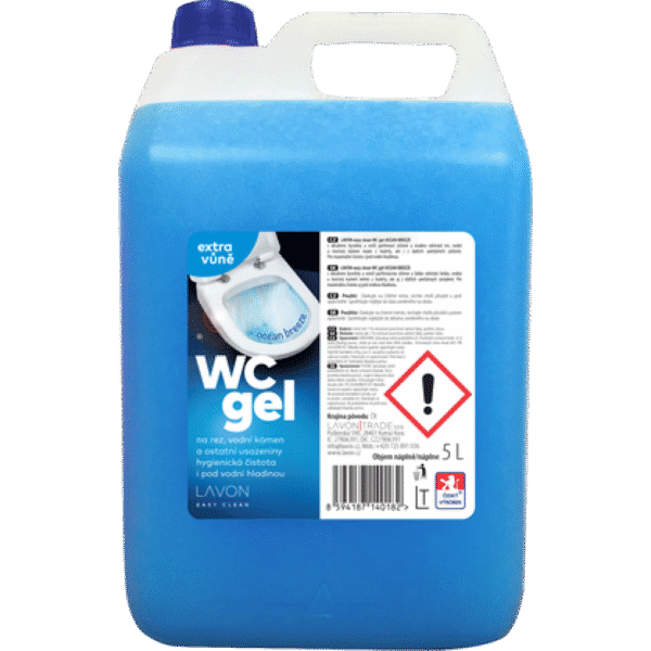 LAVON WC gel 5l ocean LAVON WC gel s vůní oceánu 5 l s obsahem kyseliny a svěží parfemací účinně a snadno odstraní rez
