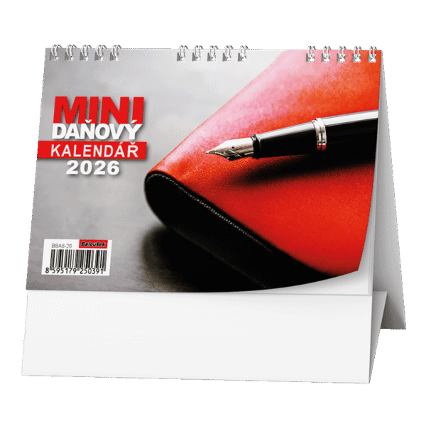 Kalendář stolní pracovní Red mini daňový BSA8 České týdenní jmenné kalendárium