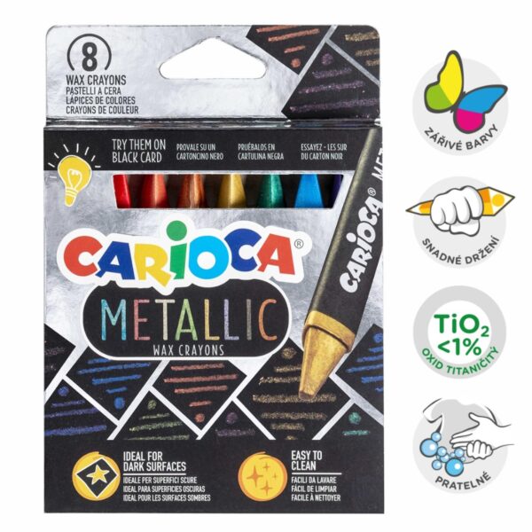 Pastelky voskové trojhranné Carioca metalické 8barev Metalická kolecke Carioca