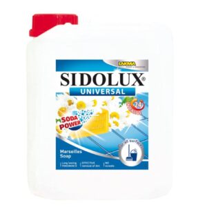 Sidolux Soda Power universal čistič 5l Marseillské mýdlo/bílý SIDOLUX UNIVERSAL je čisticí prostředek vhodný na všechny omyvatelné povrchy. Velmi efektivně emulguje nečistoty díky systému Soda Power a snadněji je díky tomu odstraňuje z mytého povrchu. S prostředkem SIDOLUX UNIVERSAL je úklid snadný a příjemný díky vyjímečným vůním