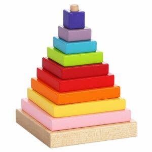 Barevná pyramida - dřevěná skládačka 9 dílů CUBIKA je nová značka dřevěných hraček vyrobených výhradně z ekologicky pěstovaného dřeva s precizním zpracováním a atraktivním designem. Barevná pyramida je dřevěná skládačka s 9 díly