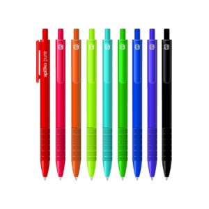 Kuličkové pero Pure mix barev Odlehčené tenké kuličkové pero se sametově hladkým povrchem a drážkovaným gripem pro pohodlnější úchop a psaní. Jednobarevný neokázalý design s tištěným logem na těle i klipu.