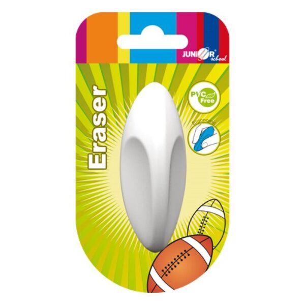 Pryž bílá ergonomická Pryž bílá ergonomická Bílá ergonomicky tvarovaná pryž (65 x 25 x 25 mm) pro čisté a snadné mazání. Guma neobsahuje PVC a nezanechává stopy na papíře. Skvělá volba pro školu