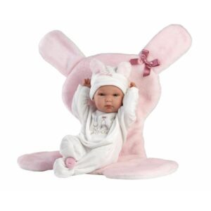 Panenka NEW BORN 35cm miminko holka v růžovobílém Realistická panenka miminko s vinylovým tělem