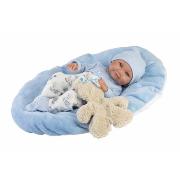 Panenka NEW BORN 40cm miminko kluk na modré dece Panenka NEW BORN 40cm miminko kluk na modré dece Miminko bez zvuku s vinylovým tělem s možností koupání