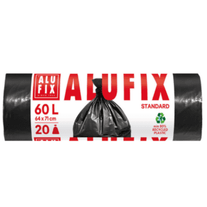 Sáček do koše 60l/64x71/20ks ALUFIX Standard Pytle na odpad značky ALUFIX 60 l v černé barvě nabízejí spolehlivé řešení pro ukládání odpadu v domácnosti i kanceláři. Vyrobeno minimálně z 80 procent recyklovaného plastu