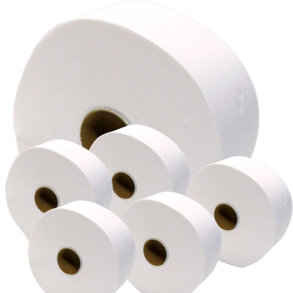 Toaletní papír JUMBO 180-190 dvouvrstvý celulóza PapLine Toaletní papír JUMBO 180-190 dvouvrstvý celulóza PapLine Extra bílý toaletní papír na roli ve velkém návinu je vhodný do zásobníků a na všechna místa