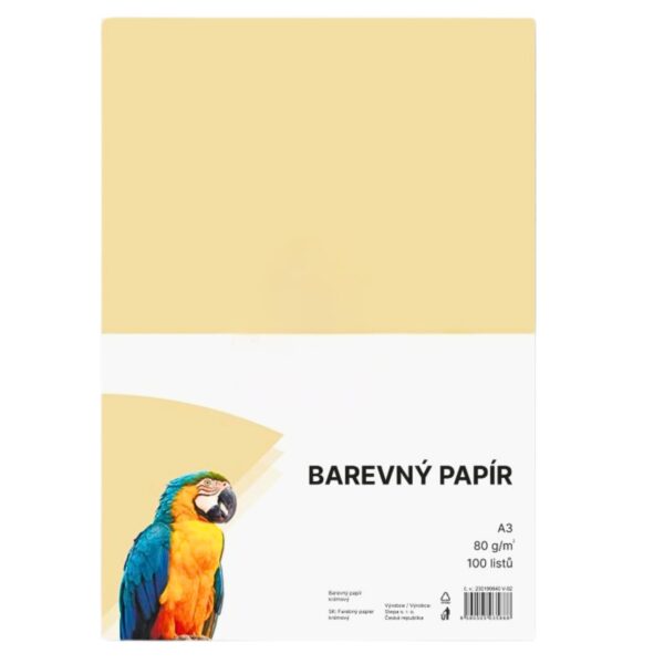 Papír barevný Color A3/80 béžový 100ks Papír barevný Color A3/80 béžový 100ks Krémový barevný papír A3 s gramáží 80g/m2 dodá vašim projektům jemný a sofistikovaný vzhled. Tento kvalitní papír je ideální pro elegantní prezentace