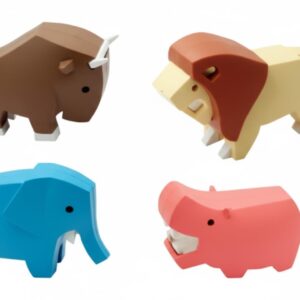 Magnetická skládácí 3D zvířátka sada 4ks Afrika Inovativní magnetické zvířátka HalfToys Safari probudí v dětech zvídavost a rozvíjí jemnou motoriku
