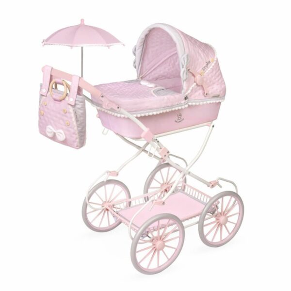 Skládací kočárek pro panenky se slunečníkem a doplňky Sophie - 81 cm Skládací kočárek pro panenky se slunečníkem a doplňky Sophie - 81 cm Stylový skládací kočárek pro panenky 3v1 v něžných pastelových tónech s motivy světle růžové