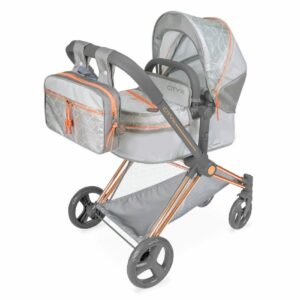 Skládací kočárek pro panenky 3v1 s batůžkem CITY X - 73cm Skládací kočárek pro dvojčata panenky 3 v 1 s batůžkem CITY X 2024 - 73 cm je součástí stejnojmenné kolekce