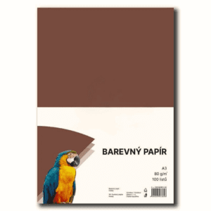 Papír barevný Color A3/80 hnědý 100ks Hnědý barevný papír A3 s gramáží 80g/m2 pro ekologické projekty
