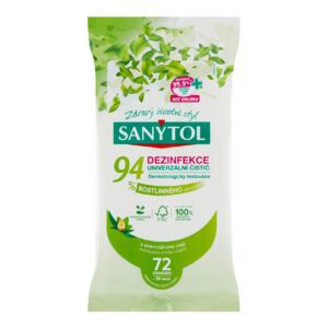 Sanytol dezinfekční čistící ubrousky 72ks -94 % rostlinného původu Sada šetrných ale vysoce účinných dezinfekčních prostředků