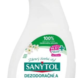 Sanytol dezodorační a dezinfekční přípravek na tkaniny 500 ml Přípravek na tkaniny s příjemnou vůní bílých květů. Pohlcuje nepříjemné pachy a dezinfikuje. Je určen na textilie