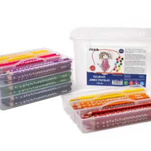 Pastelky RICO trojhranné JUMBO 5mm v úložném praktickém boxu 120ks Sada 120 trojhranných JUMBO pastelek je ideální volbou pro náročné milovníky omalovánek