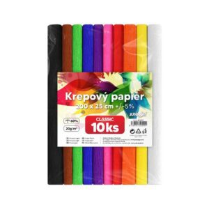 Papír krepový barevný mix Clasic 10ks Krátký Krepový papír s jemnou strukturou vhodný pro tvůrčí školní práce