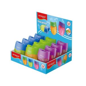 Ořezávátko KEYROAD Mellow se zásobníkem na  2 tužky mix barev Kvalitní dvojité ořezávátko Keyroad Mellow Duo se zásobníkem. Ergonomický tvar pro pohodlný úchop a dva otvory pro klasické i silné tužky. Ideální do školy.