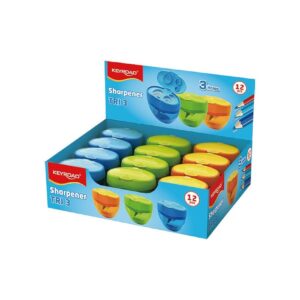 Ořezávátko KEYROAD TRI se zásobníkem na 3 tužky mix barev Ergonomické ořezávátko Keyroad TriPlus se zásobníkem. Trojúhelníkový tvar pro snadný úchop a čisté ořezávání bez nepořádku. Ideální do školy!