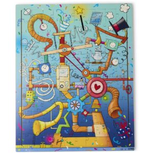 Vzdělávací puzzle párty stroj 120dílků Puzzle od značky Rolf Education není jen obyčejná skládačka. Je to pozvánka do světa vynálezů