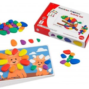 Barevné duhové kamínky smyslové set 48 ks Rainbow Pebbles je raná matematická a konstrukční pomůcka navržená pro rozvoj jemné motoriky