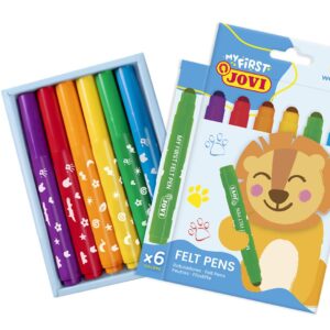 FIXY JOVI BABY jumbo 6 ks - 1206 Vysoce kvalitní omyvatelný fix JOVI ideální pro naše nejmenší. Díky své velikosti a pevnému hrotu umožňuje i těm nejmenším bez námahy klouzat po papíře a vytvářet skvělá umělecká díla. Nevysychající inkoust je vyroben z vysoce kvalitních potravinářských barviv.