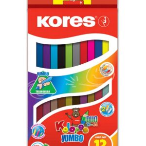 Pastelky KORES KOLORES DUO JUMBO trojhranné oboustranné 12 ks Kores Jumbo DUO jsou oboustranné pastelky 2v1