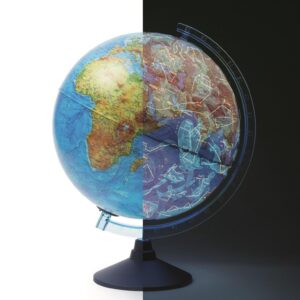Interaktivní svítící Glóbus reliéf 3D - 32cm Proměňte dětský pokoj v centrum vědeckého bádání! Tento interaktivní glóbus o průměru 32 cm není jen obyčejnou školní pomůckou. Je to brána do světa moderních technologií