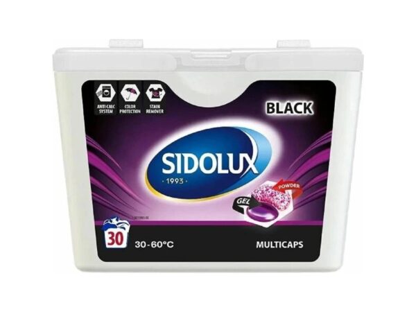 Sidolux Multicaps na praní černého prádla 30ks Sidolux Multicaps na praní černého prádla 30ks Kapsle na praní SIDOLUX Multicaps na černé prádlo využívají unikátní Hybrid Technology System