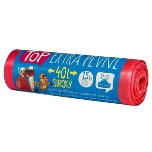 Sáček do koše 40-50l/15ks HDPE silné zatahovací červené Sáček do koše 