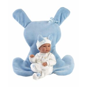 Panenka NEW BORN 35cm miminko kluk v modrobílém Zboží II. jakosti: Produkt byl využit jako předváděcí kus